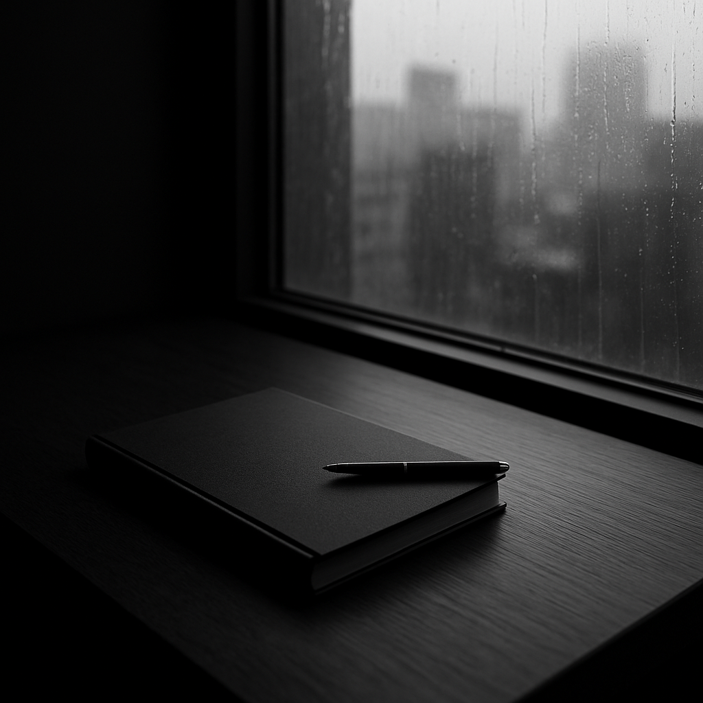 Dark desk by a window with an open notebook asking what problem do we solve and who pays for it